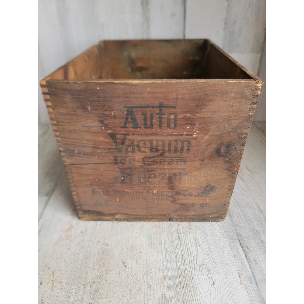 Vintage auto vacuum ice cream AS IS wooden freezer box unique collectible